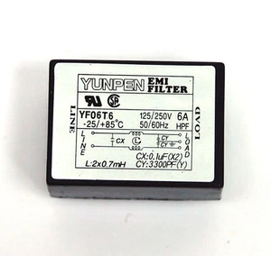 1 Stck. EMI Filter YF06T6 115/250V 6A PCB Terminal UL CSA VDE YUNPEN - Bild 1 von 7