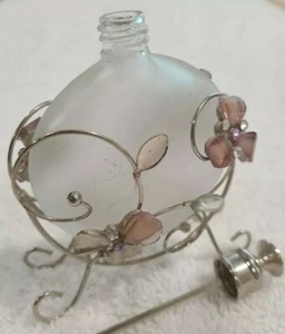 Vintage Parfum Flakon Glasflakon im Metalldrahthalter Metall Dauber. Kristall - Bild 1 von 8