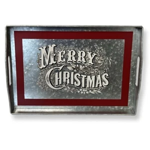 Decorative Galvanized Merry Christmas Tray 18x12in - Picture 1 of 7