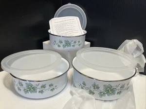 NEW Callaway Ivy Nesting Enamel Metal Bowl SET Lincoware Corelle Coordinates - Picture 1 of 4