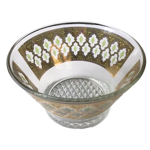 Vtg Culver Valencia 22K Gold Filigree Green Diamonds Ice Bowl Bucket Barware MCM - Picture 1 of 10