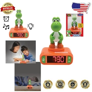 Enchanting Yoshi Nightlight Alarm Clock with Super Mario Sounds - Kid's Room - Picture 1 of 9