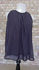 SIMPLICITY SZ L RETRO POLKA DOTS HIGH NECK DRESSY CASUAL/CAREER TOP - Picture 1 of 6