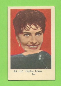 1958 Dutch Gum Card PA #216 Sophia Loren