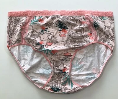 Catherines Calzoncillos Completos Bragas Ropa Interior Mezcla Algodón Flamenco Encaje Rosa Plus 3X Foto 1 de 4