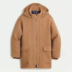 J.CREW Schaukelmantel italienische Wolle XXL massiv beige Langarm Kapuze Reißverschluss neu mit Etikett $ 350 - Bild 1 von 11