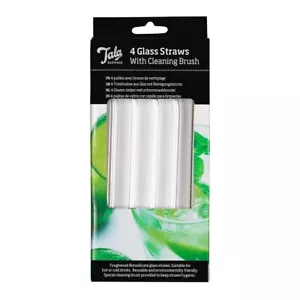 Pajitas de vidrio reutilizables transparentes Tala 4 pajitas para beber con cepillo ecológico resistentes - Imagen 1 de 6