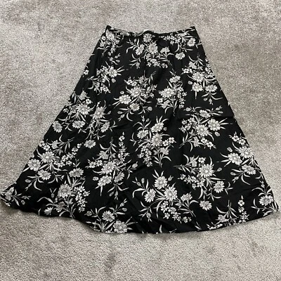 Sag Harbor A-Line Midi Skirt Womens 14 Multicolor Floral Cotton Zip Hawaiian — 第 1/4 张图片