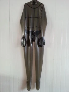 100% Latex Rubber Gummi Catsuit Bodysuit Gloves Tights Jumpsuit 0.4mm S--XXL - Picture 1 of 4