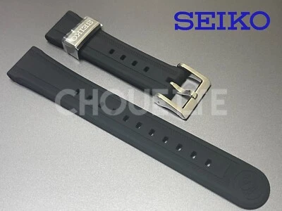 OEM Seiko Prospex SLA063J1 / 8L35-01P0 19mm Black Silicone Rubber Watch Strap - Image 1 of 4