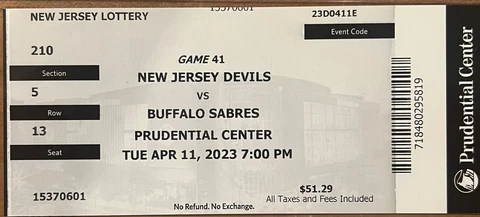 RARE Luke Hughes NHL Debut/Jack Points Record New Jersey Devils Ticket Stub 4/11 Cover