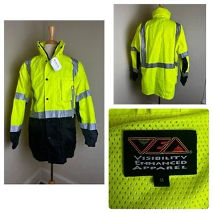 VEA High Visibility Type R Class 3 Yellow Blk Waterproof Safety Jacket SZ M $99 - Picture 1 of 16