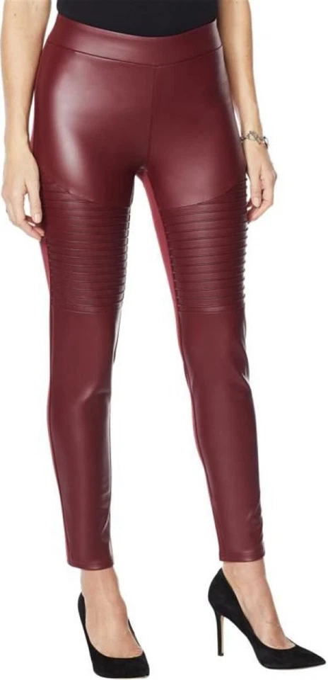 DG2 Diane Gilman Faux Leather Ponte Moto Legging Burgundy XS NEW (1188) - Image 1 of 1