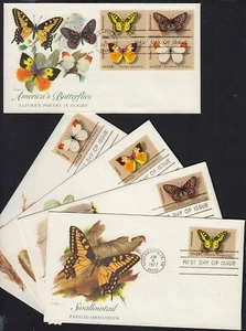 1977 Butterflies Sc 1712-1715 1715a premium Fleetwood cachet set of 5 FDCs - Picture 1 of 3