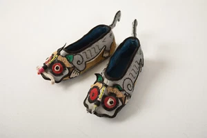 Pair Asian Cat Slippers (A2L) Children (JSF6) 5" Felt Type Fabric Shoes - Picture 1 of 6