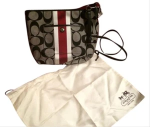 Coach File Signature Handbag F1282-10055 Black Cranberry Fabric Crossbody Bag - Picture 1 of 7