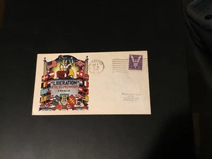 FDC 1945 PATRIOTIC STAEHLE CACHET LIBERATION OCCUPIED NATIONS “FRANCE” USA - Picture 1 of 2
