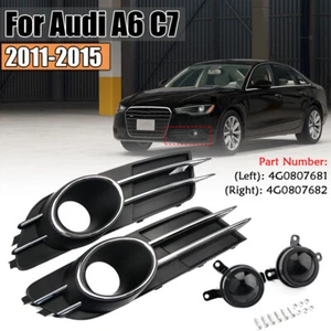 Car Front Lower Bumper Grill Grille Fog Light Lamp Set For Audi A6 C7 2011-2015 - Picture 1 of 12