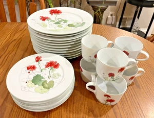 CHOICE SETS: Block Spal Watercolors Geranium Mary Lou Goertzen PLATES or MUGS - Picture 1 of 28