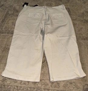 Gloria Vanderbilt Amanda klassische mittelhohe Skimmershorts beige Damengröße 12 neu - Bild 1 von 6