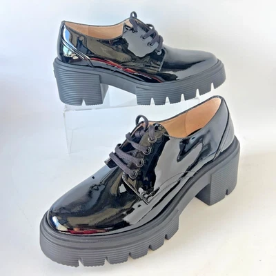 Stuart Weitzman Soho Derby Lug Sole Leather Chunky Heel Loafers Women Size 39 - Image 1 of 4