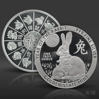 1 oz Year of the Rabbit Silver Round .999 Fine Silver Bullion - Image 1 of 3