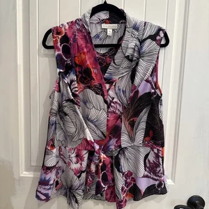 Dana Buchanan XL geblümt Polyester ärmellos aus Tie Top - Bild 1 von 7