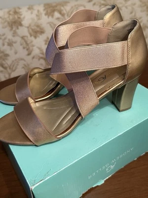 Andrew Geller Queena Women's Dress Shoes Size 9.5 Medium Rosegold Elastic straps - Image 1 of 4