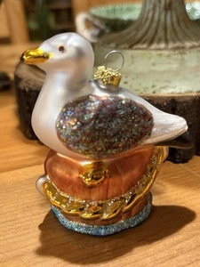 Old World Christmas Blown Glass Handcrafted Seagull Piling Christmas Ornament - Picture 1 of 6