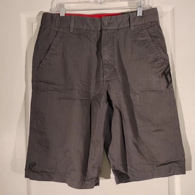 福克斯赛车短裤男式 33 灰色条纹 Essex Tech 混合性能全地形车 moto — 第 1/4 张图片