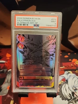 PSA 9 🔥  Valkyrimon ACE Textured Alt Art 	BT16-013 SR	Digimon Card Eng - Image 1 of 2