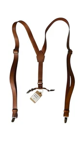 Neu mit Etikett Hosenträger Herren - 1,38 Zoll breit - Metallclip braun dickes Leder - Bild 1 von 6