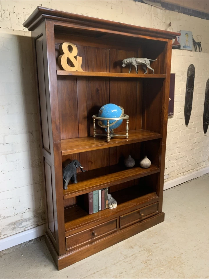 Large Solid Mahogany Bookshelf Shelving Unit  Drawers Library Study Storage Offi - Image 1 of 4
