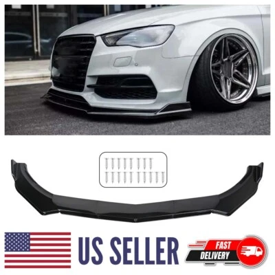 For Audi A3 A4 A5 A6 A7 A8 Quattro Gloss Black Front Bumper Lip Spoiler Splitter - Image 1 of 4