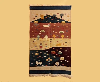 Hand Woven Natural Dye Folk Art Kilim from Turkey - Image 1 of 4