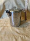 Vtg Stainless Steel 9 Cup Coffee Pot Percolator Stove Top Percolator Wood Handle