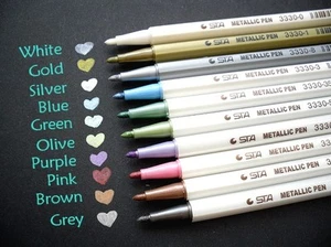 Waterproof Metallic Marker Pens Card Making Craft Diary Scrapbooking UK Seller - Picture 1 of 3