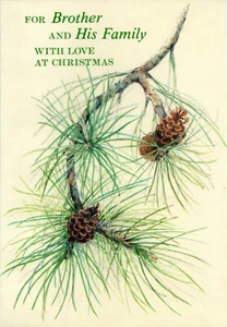 Liebevolle Vintage WEIHNACHTSKARTE FÜR BRUDER & SEINE FAMILIE, Kiefer von Hallmark +✉ - Bild 1 von 6