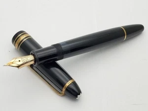 MONTBLANC 14K Gold 585 MEISTERSTUCK 146 Piston Fountain Pen Black Used - Picture 1 of 10