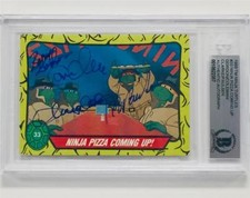 TMNT Teenage Mutant Ninja Turtles (4) cast signed 1989 Topps card ~ BAS BGS COA