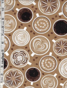 Coffee Life Latte Coffee Art All Over by Windham Fabrics bty - Picture 1 of 1