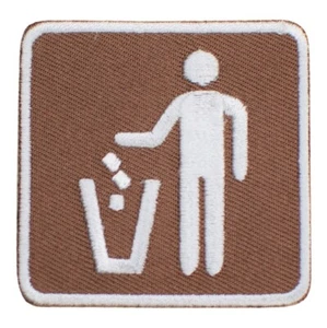Trash Can Patch Litter Receptacle Public Park Sign Embroidered Badge 2" Iron On - Picture 1 of 1