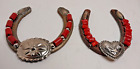 DECORATED HORSESHOES COWBOY ART WALL DECOR WESTERN RUSTIC, FREE SHIPPING