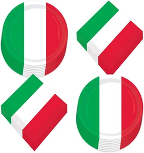 Italian Party Supplies - Italy Flag Red, White, and Green Paper Dinner Plates an - Picture 1 of 4