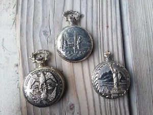 Lot 3 Vintage Pocket Watches Timepiece Decor Collectibles Machine Tool Eagle - Picture 1 of 12