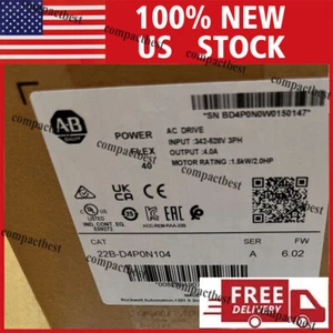 Allen-Bradley New 22B-D4P0N104 PowerFlex 40 1.5kW 2 HP AC Drive AB 22B D4P0N104 - Picture 1 of 6