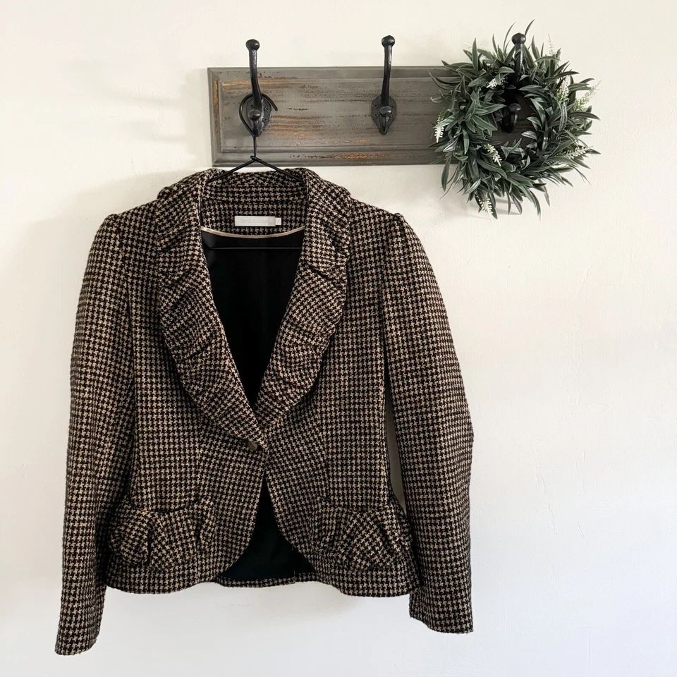 Blazer Anne Fontaine Marrón Pata de Gallo Noida 38/ EE. UU. 8 Foto 1 de 4