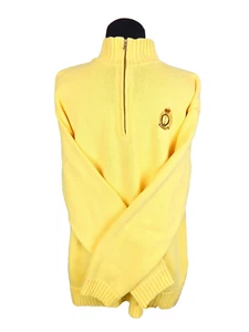 Vintage Lauren Ralph Lauren Men’s Knit 1/4 Zip Sweater Anchor Logo Yellow Large - Picture 1 of 7