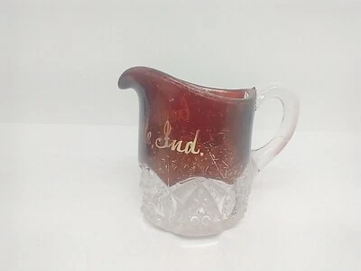 EAPG Duncan Sons Button Arches Ruby Stained Creamer Souvenir - Image 1 of 4
