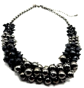 Lia Sophia 17" 'Ausknock Out/Inked' schwarz & metallfarben Perlen Halskette - Bild 1 von 6